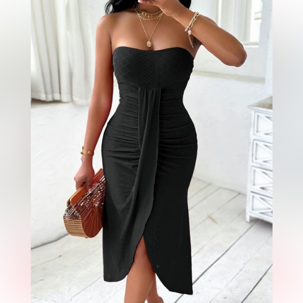 Black Strapless Dress with lace detailing (never worn!)
